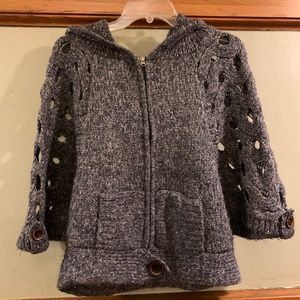 Chaundry CK Zip and Button Accent Hoodie Sweater